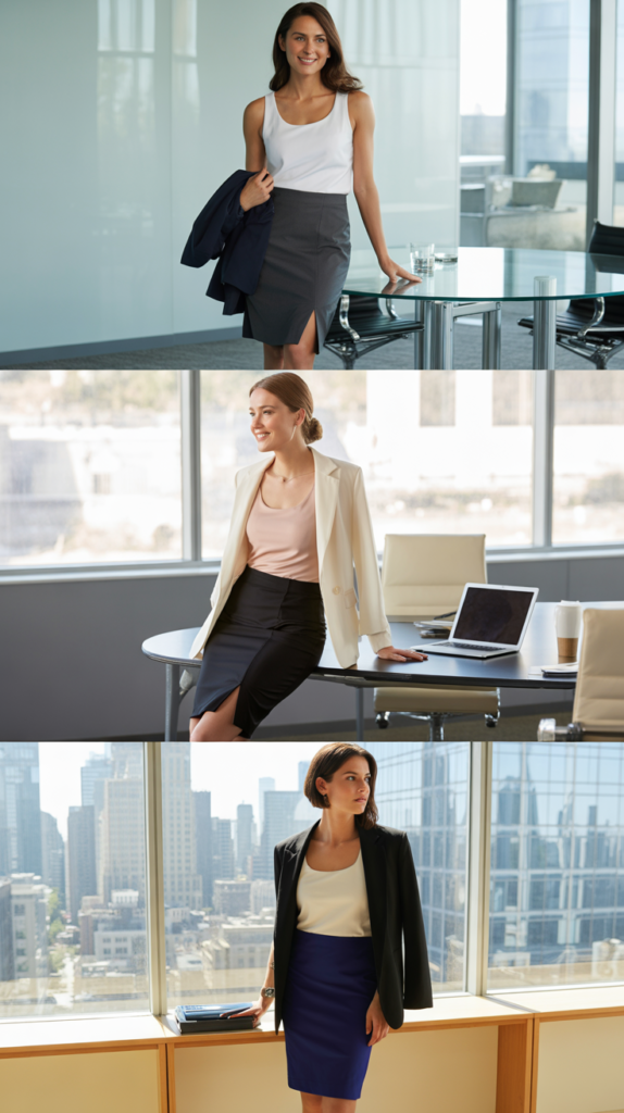 Knee-Length Pencil Skirt With Tank Top