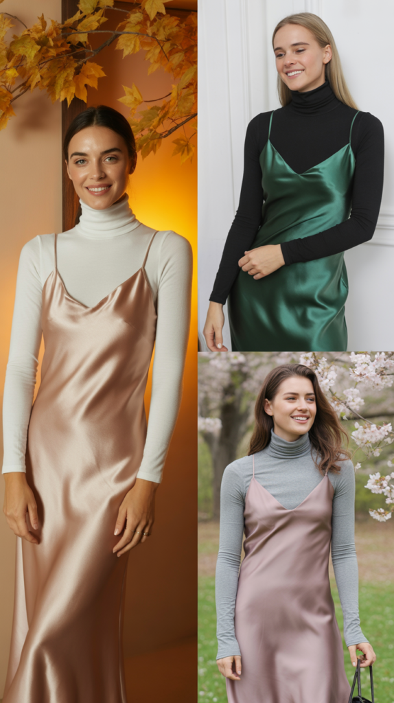 Turtleneck Under Slip Dress