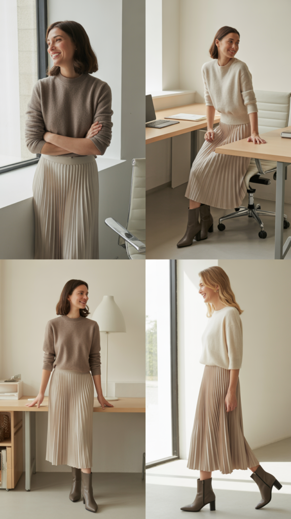  Midi Skirt and Sweater Ensemble