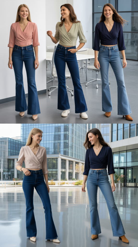 Flared Jeans with Wrap Top
