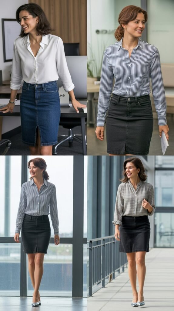 Pencil Skirt and Button-Down Shirt