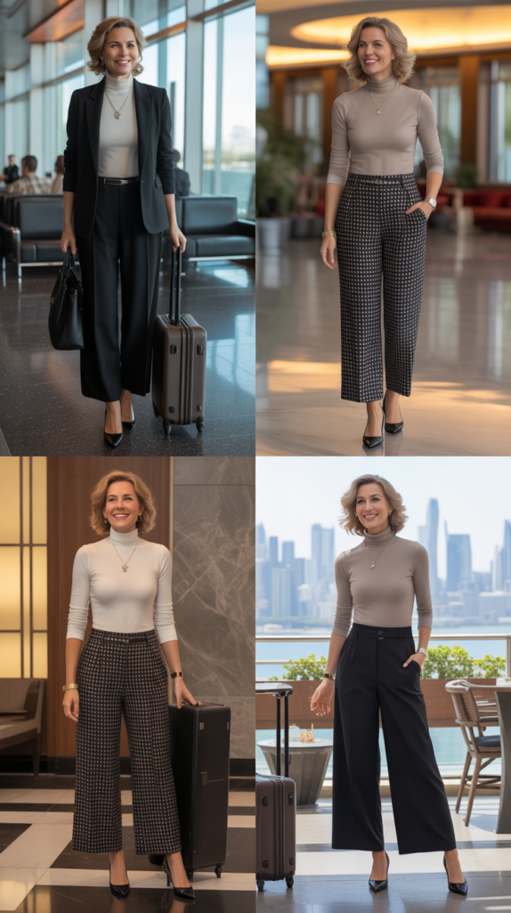 Culottes with Fitted Turtleneck