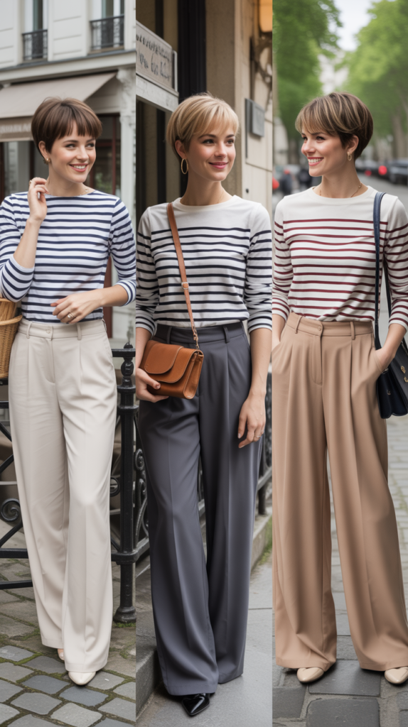Striped Breton Top with Wide-Leg Pants