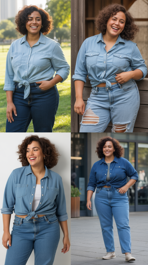 Striped Top and White Jeans Ensemble