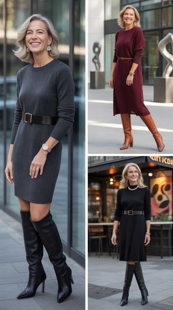 Knit Dress with Tall Boots