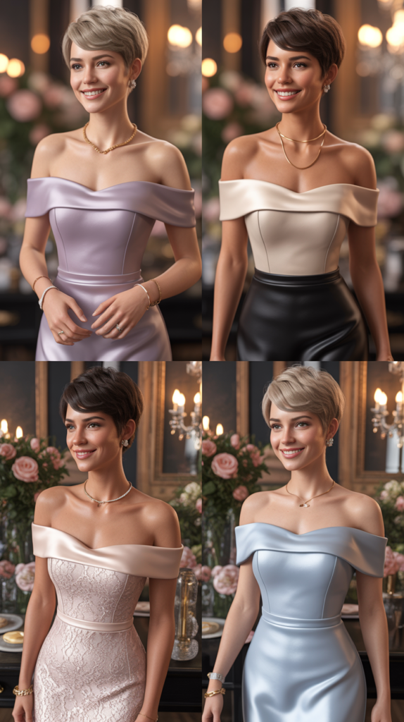 Bardot Neckline with Fitted Skirt