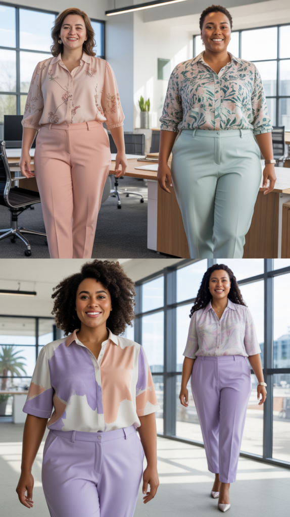 Ankle-Length Trousers with Printed Blouse