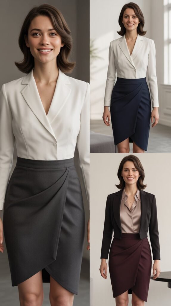 Leather Pencil Skirt with Knit Top