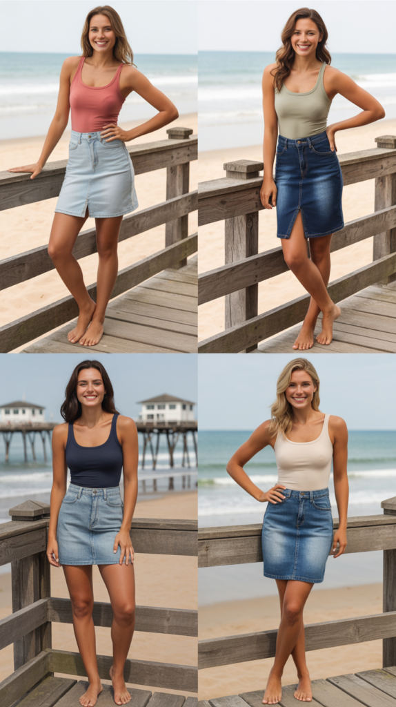  Denim Skirt and Tank Top