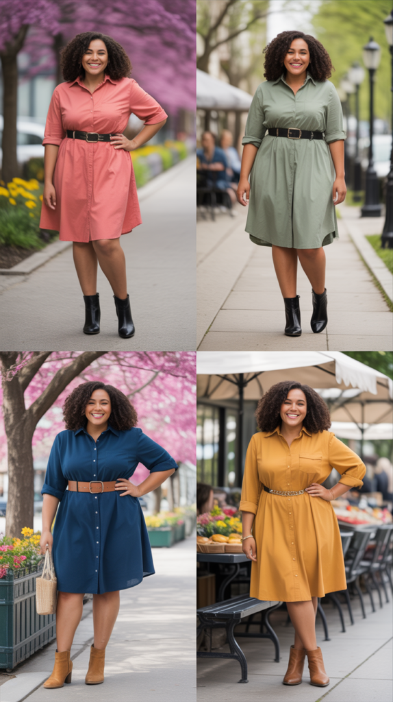 Shirt Dress with Ankle Boots