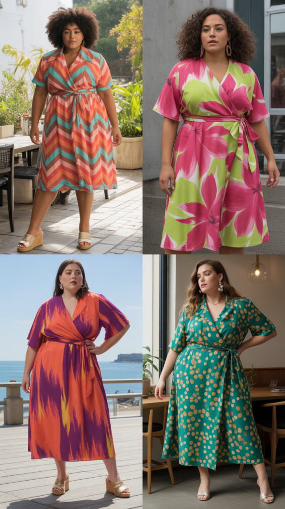 Wrap Dress In Bold Patterns