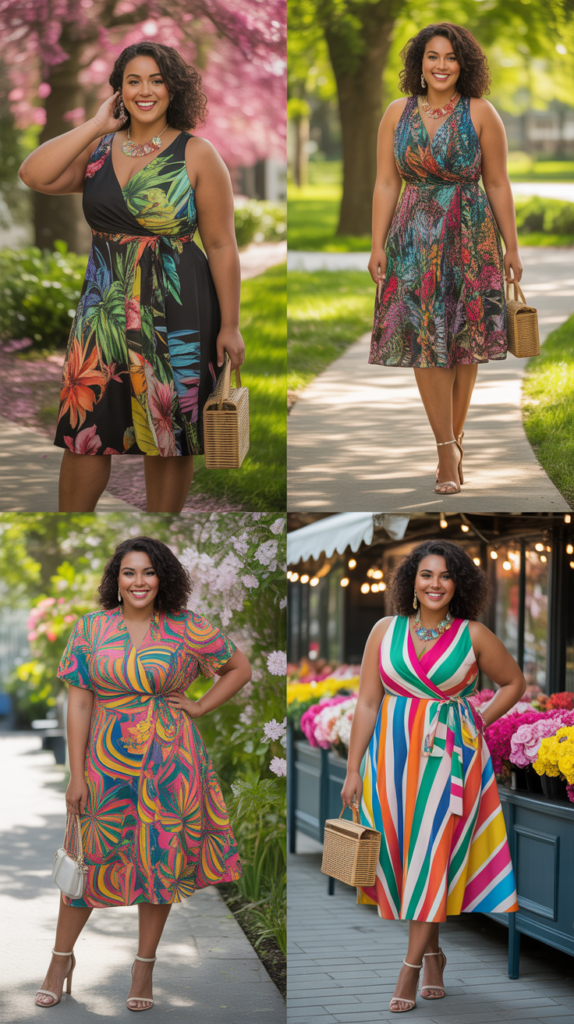 Wrap Dress in Bold Print