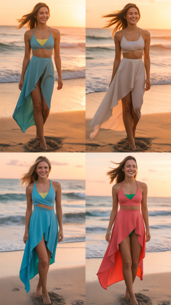 Asymmetrical Hem Dress Over Bikini