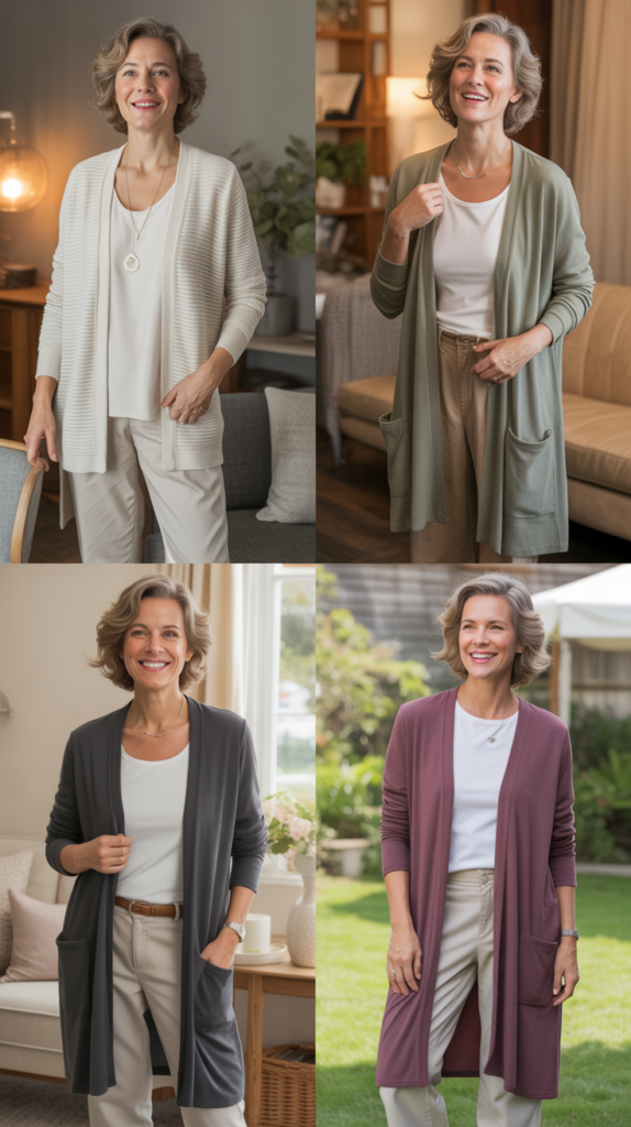 Longline Cardigan with Slim Pants