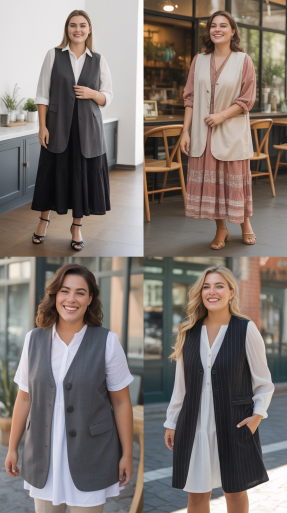 Longline Vest Over Dress or Long Tunic