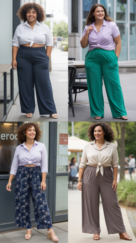 Palazzo Pants With Button-Down Shirt