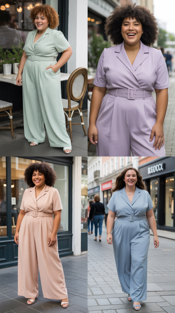 Wide Leg Jumpsuit In Pastel Shades