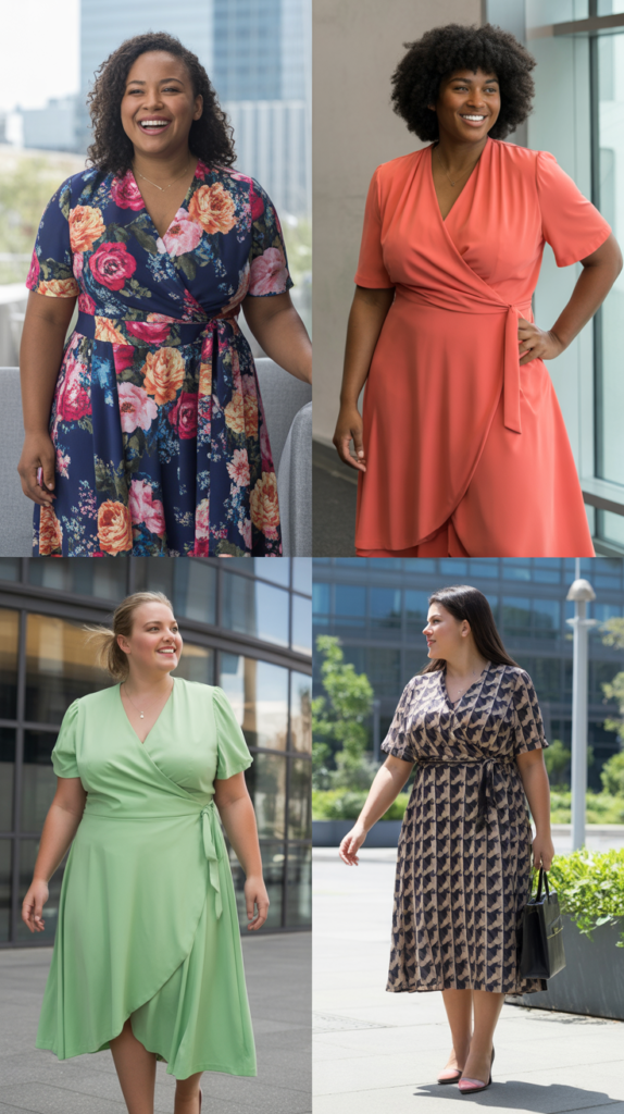 Wrap Dress in Floral or Solid Spring Colors