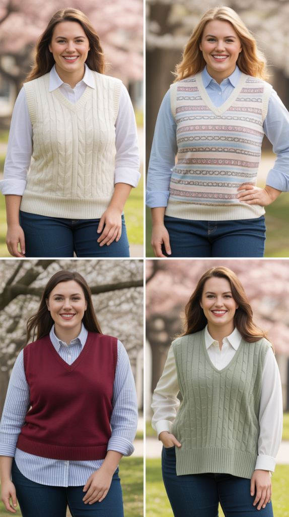 Sweater Vest Over Collared Shirt and Jeans