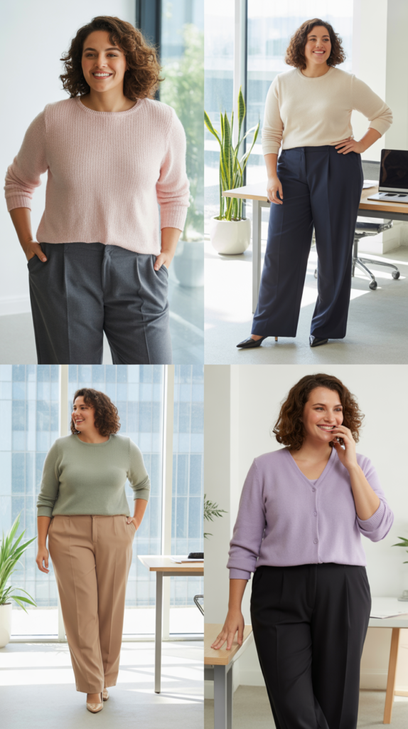  Soft Knit Top with Structured Trousers