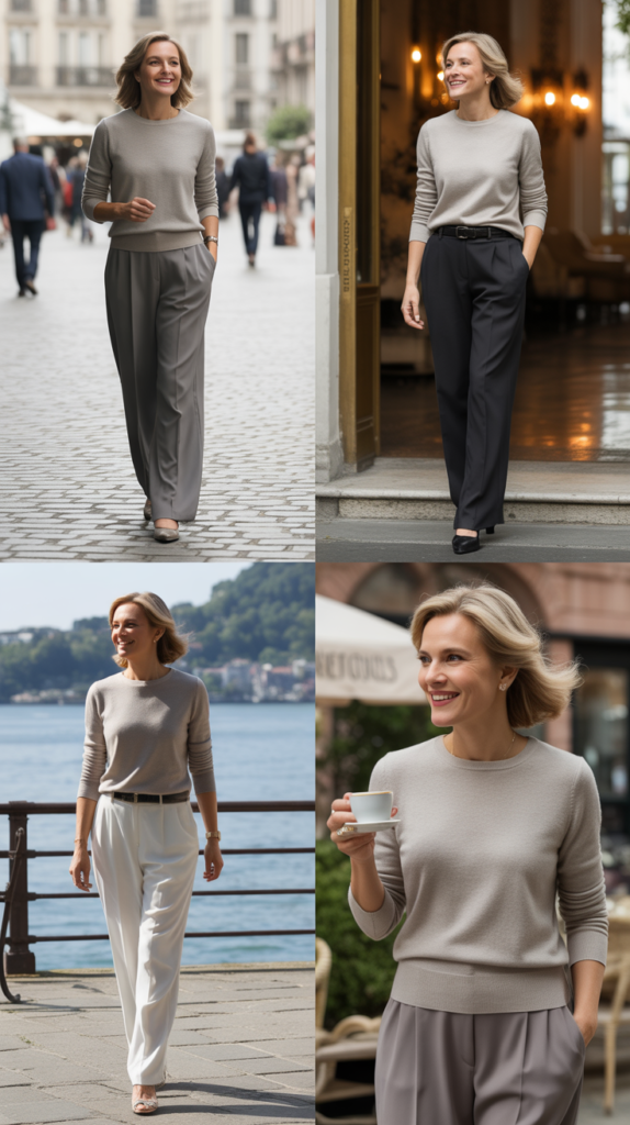 Soft Trousers with Cashmere Blend Sweater