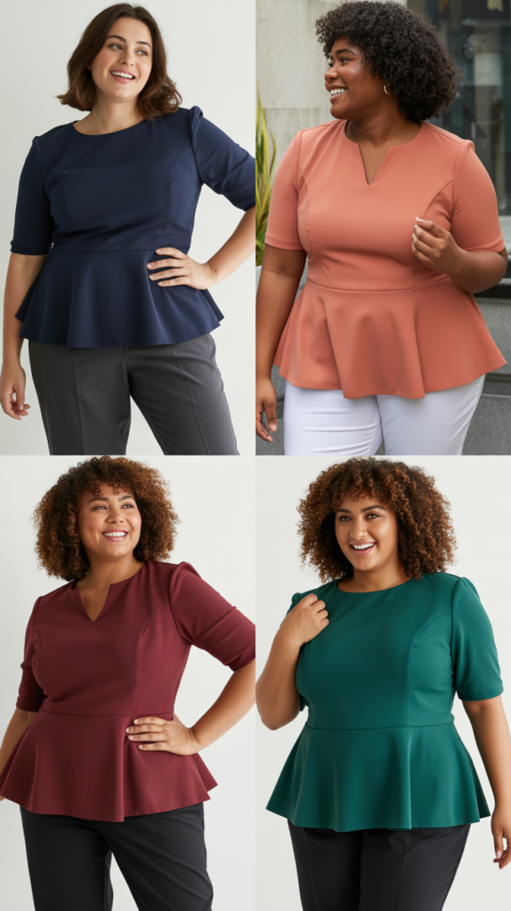 Peplum Top with Straight-Leg Pants