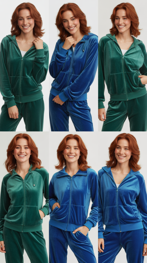 Velour Tracksuit in Jewel Tones