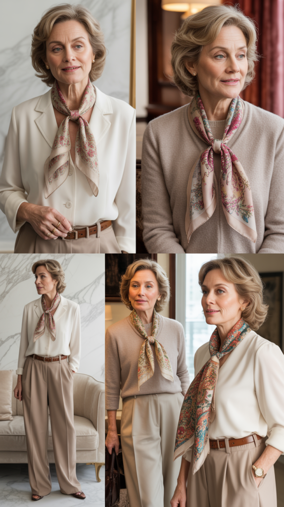 Printed Scarf with Neutral Base