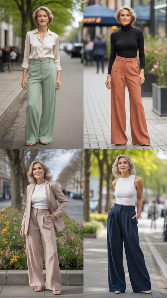Comfortable Wide-Leg Trousers with Fitted Tops