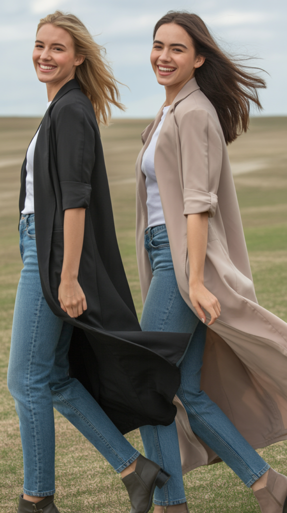 Longline Duster with Jeans and Boots