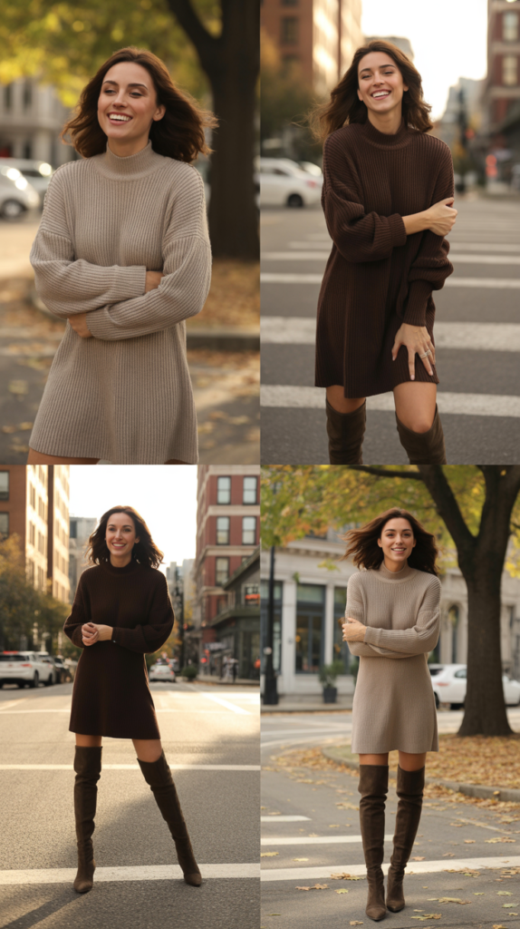 Knit Dress with Over-the-Knee Boots