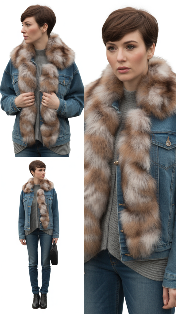 Faux Fur Collar on Denim Jacket