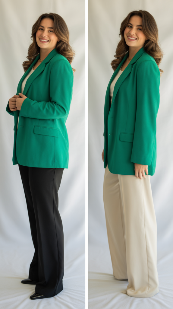 Emerald Green Blazer with Neutral Foundation