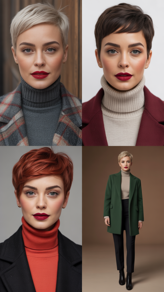 Turtlenecks with Bold Lips for Cold Weather Chic