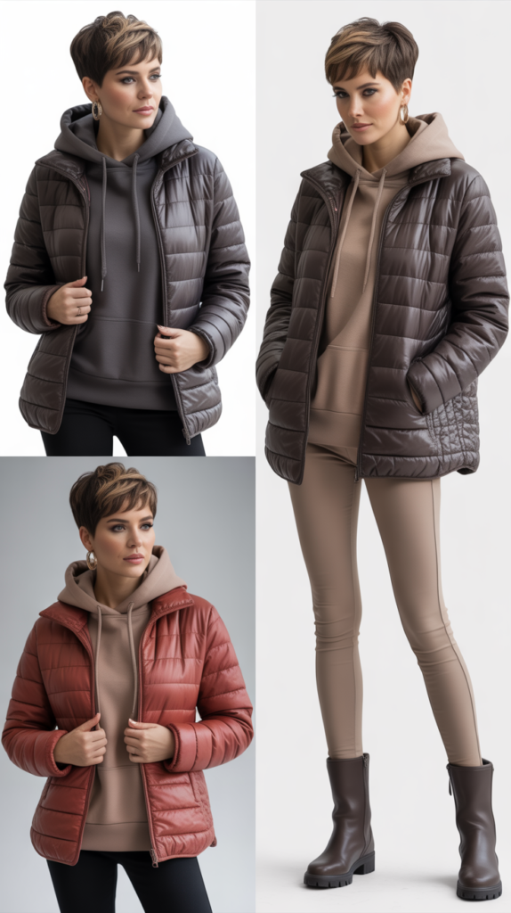 Quilted Jacket with Hoodie Underlayer