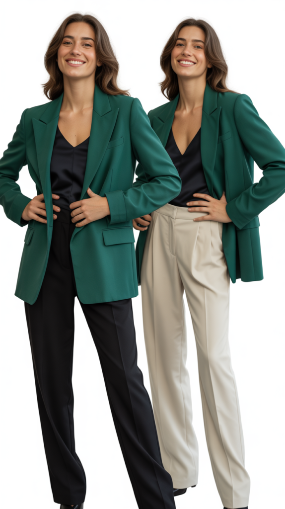 Emerald Green Blazer with Neutral Foundation