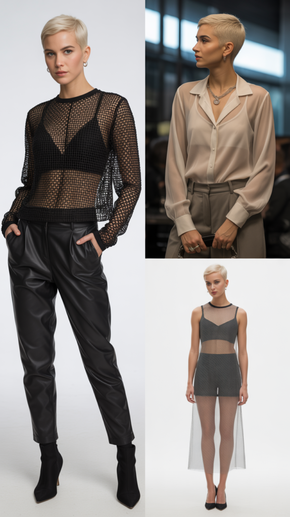 Mesh or Sheer Layers for Edgy Sophistication