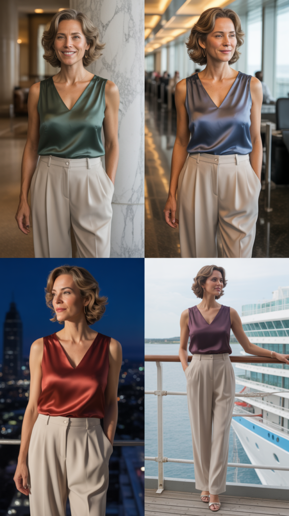 Paper Bag Waist Pants with Silk Camisole