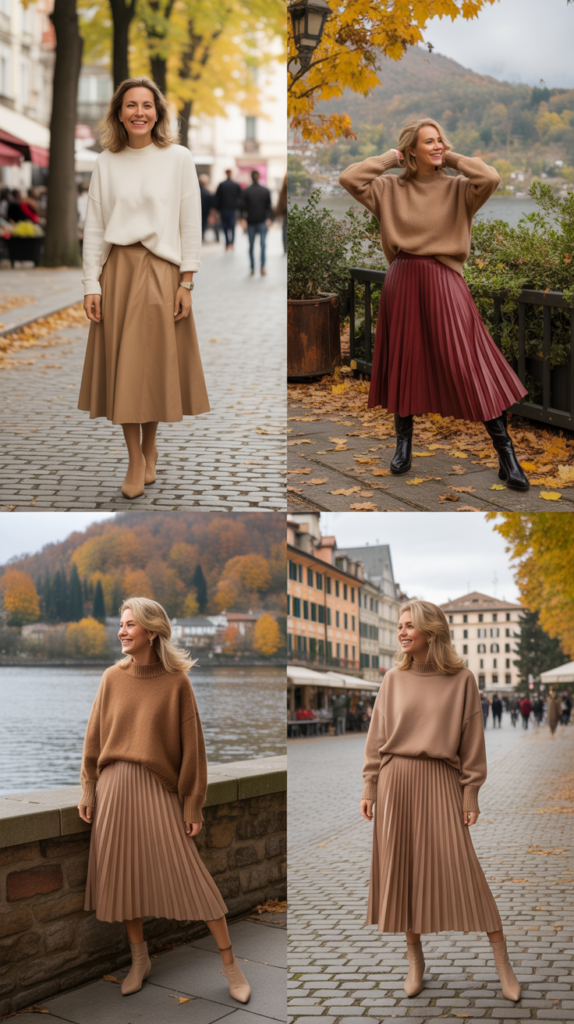 Comfortable Midi Skirt with Oversized Sweater