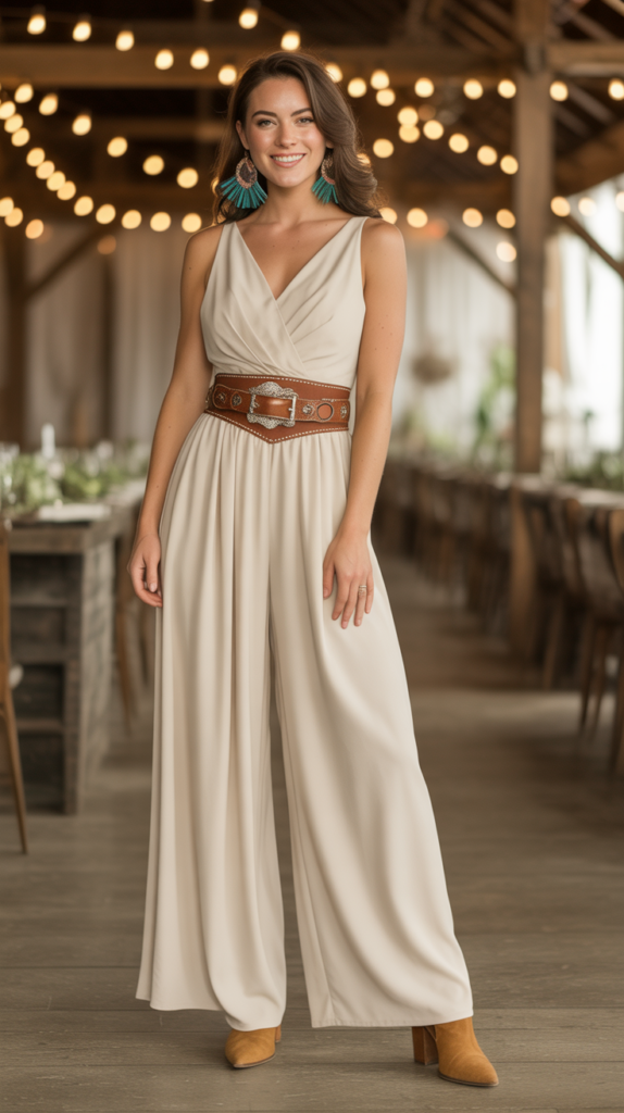 Flowy Jumpsuit with Western Accessories
