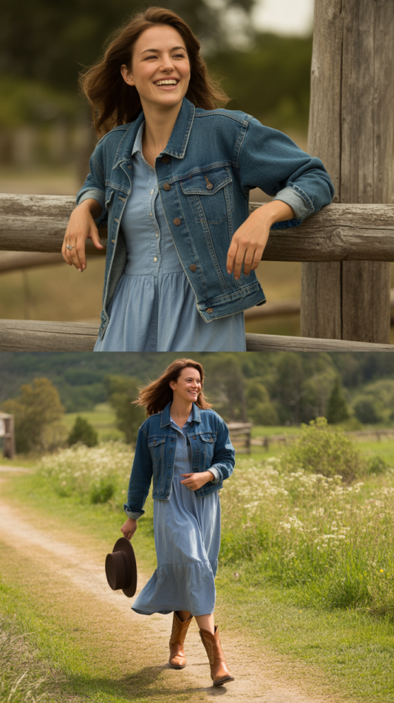 Denim Jacket with Midi Dress