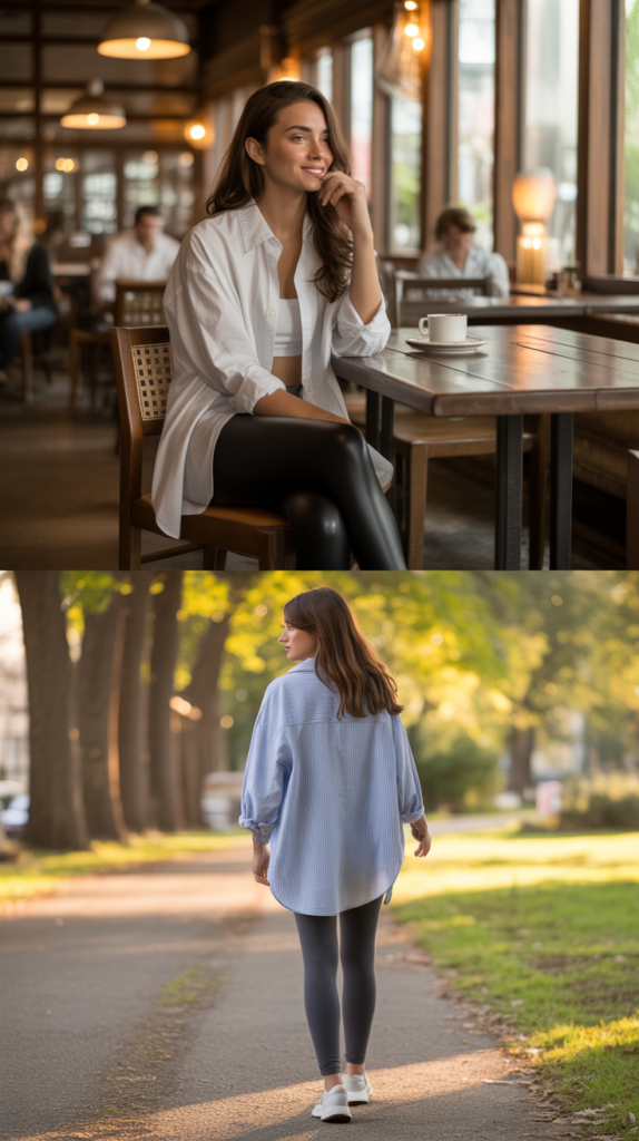 Oversized Button-Down and Leggings