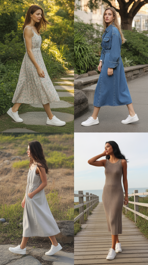  Midi Dress and Sneakers