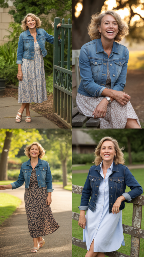Denim Jacket over Simple Dress