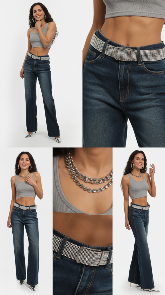 Low-Rise Jeans with Embellished Belt