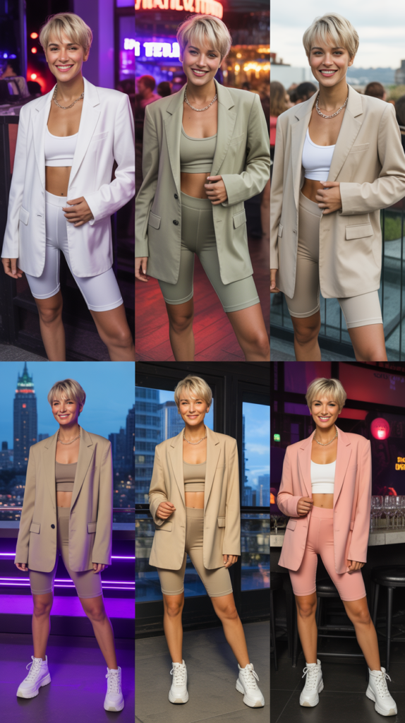 Oversized Blazer with Cycling Shorts