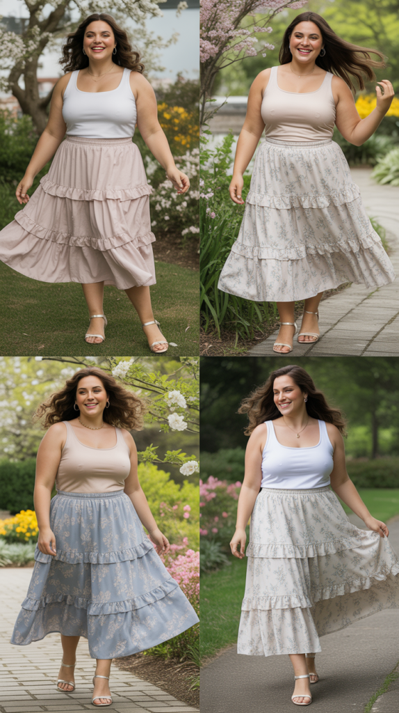Tiered Ruffle Skirt With Fitted Top