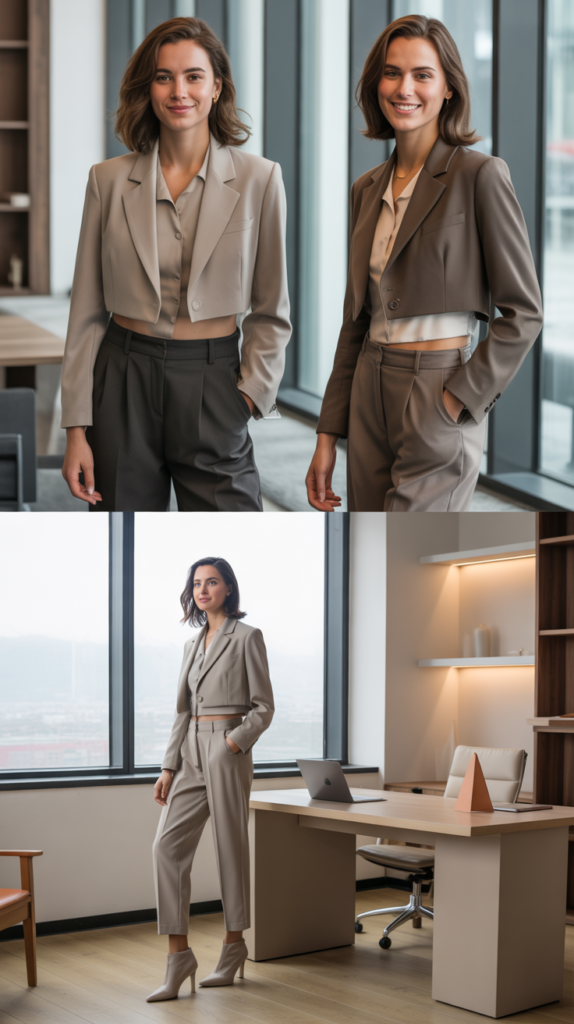 Cropped Blazer and High-Waist Bottoms