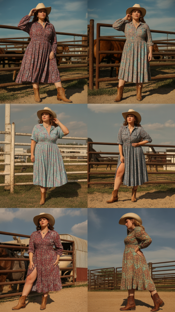  Flowy Western Dress with Boots