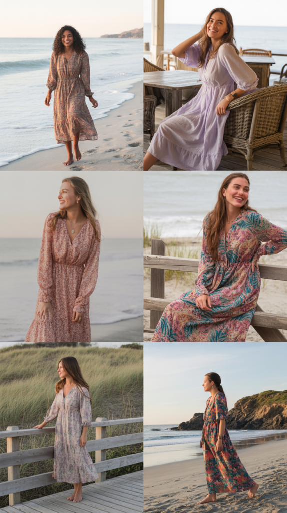 Maxi Beach Dress with Long Sleeves